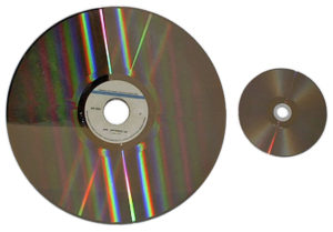 The size of LaserDisc compared to a DVD/CD