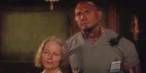 Jodie Foster and Dave Bautista in Hotel Artemis