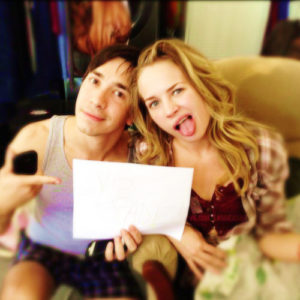 Britt Robertson and Justin Long on the set of Undiscovered Gyrl